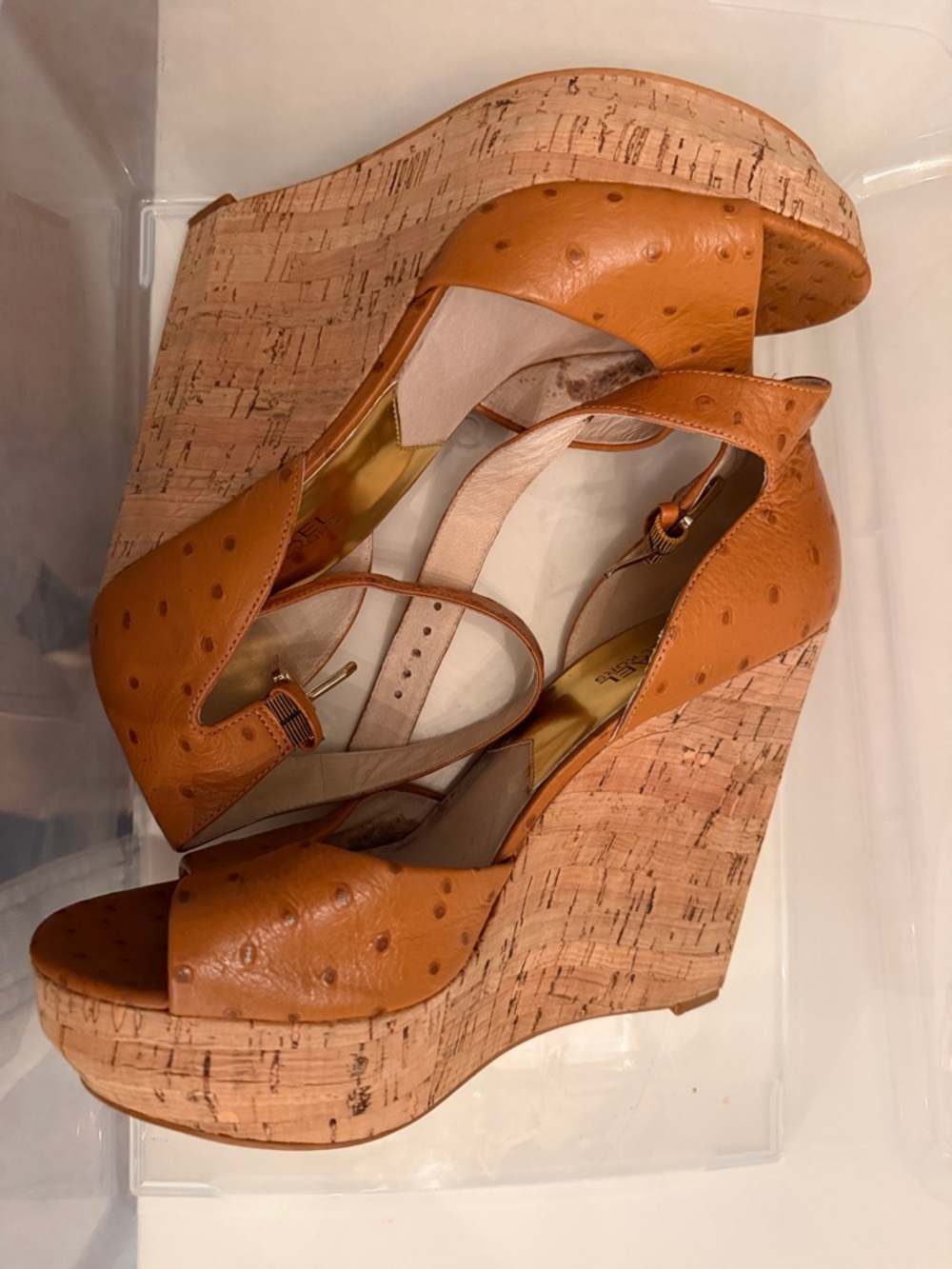 MICHAEL Michael Kors Tan Cork Platform Wedge Sandals